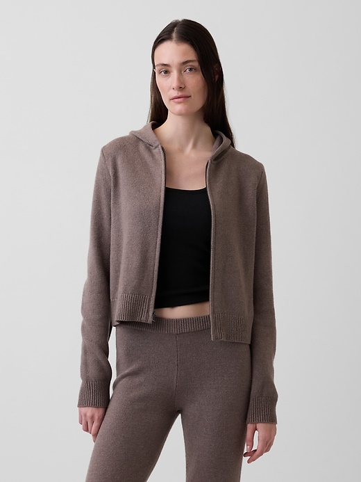 Image number 1 showing, CashSoft Sweater Crop Zip Hoodie