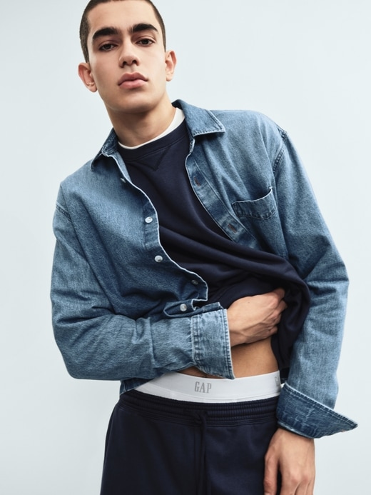 Image number 6 showing, Denim Relaxed Straight-Hem Shirt