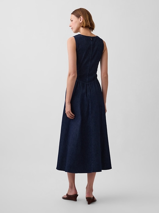 Image number 2 showing, Denim Drop-Waist Midi Dress