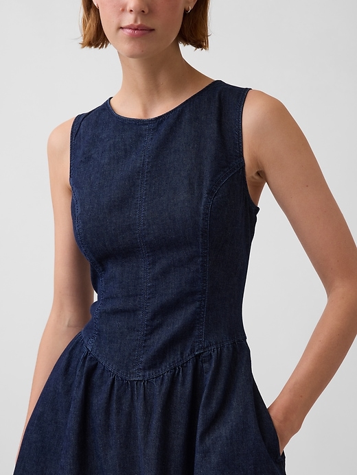 Image number 4 showing, Denim Drop-Waist Midi Dress