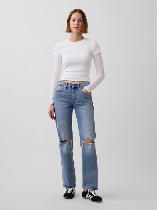Image number 1 showing, Mid Rise Straight Jeans
