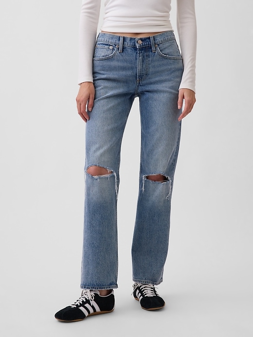 Image number 2 showing, Mid Rise Straight Jeans