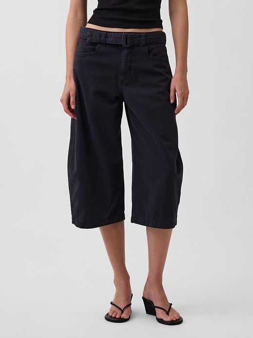 Image number 2 showing, Mid Rise Belted Culotte Barrel Pants