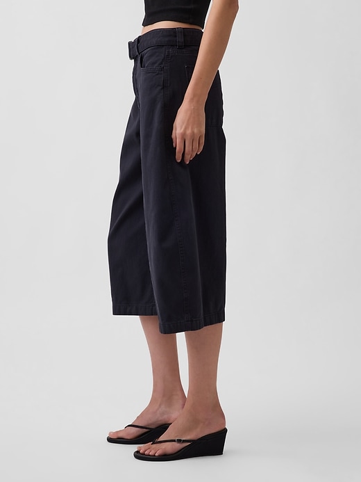 Image number 3 showing, Mid Rise Belted Culotte Barrel Pants