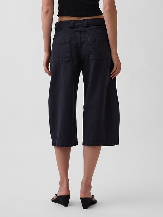 Image number 4 showing, Mid Rise Belted Culotte Barrel Pants