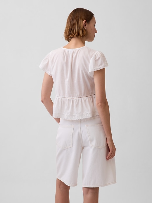 Image number 3 showing, Lace Voile Peplum Crop Top