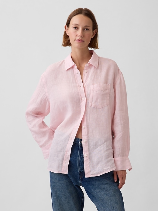 Image number 1 showing, 100% Linen Oversized Shirt