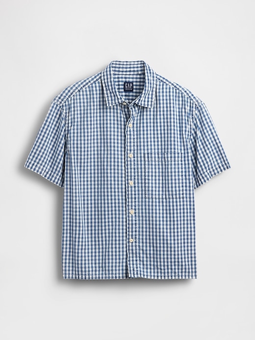 Image number 5 showing, Gingham Denim Relaxed Straight-Hem Shirt