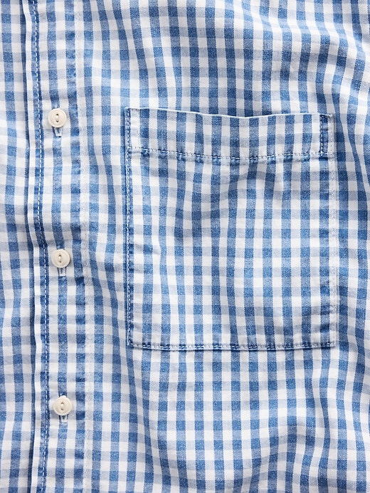 Image number 4 showing, Gingham Denim Relaxed Straight-Hem Shirt