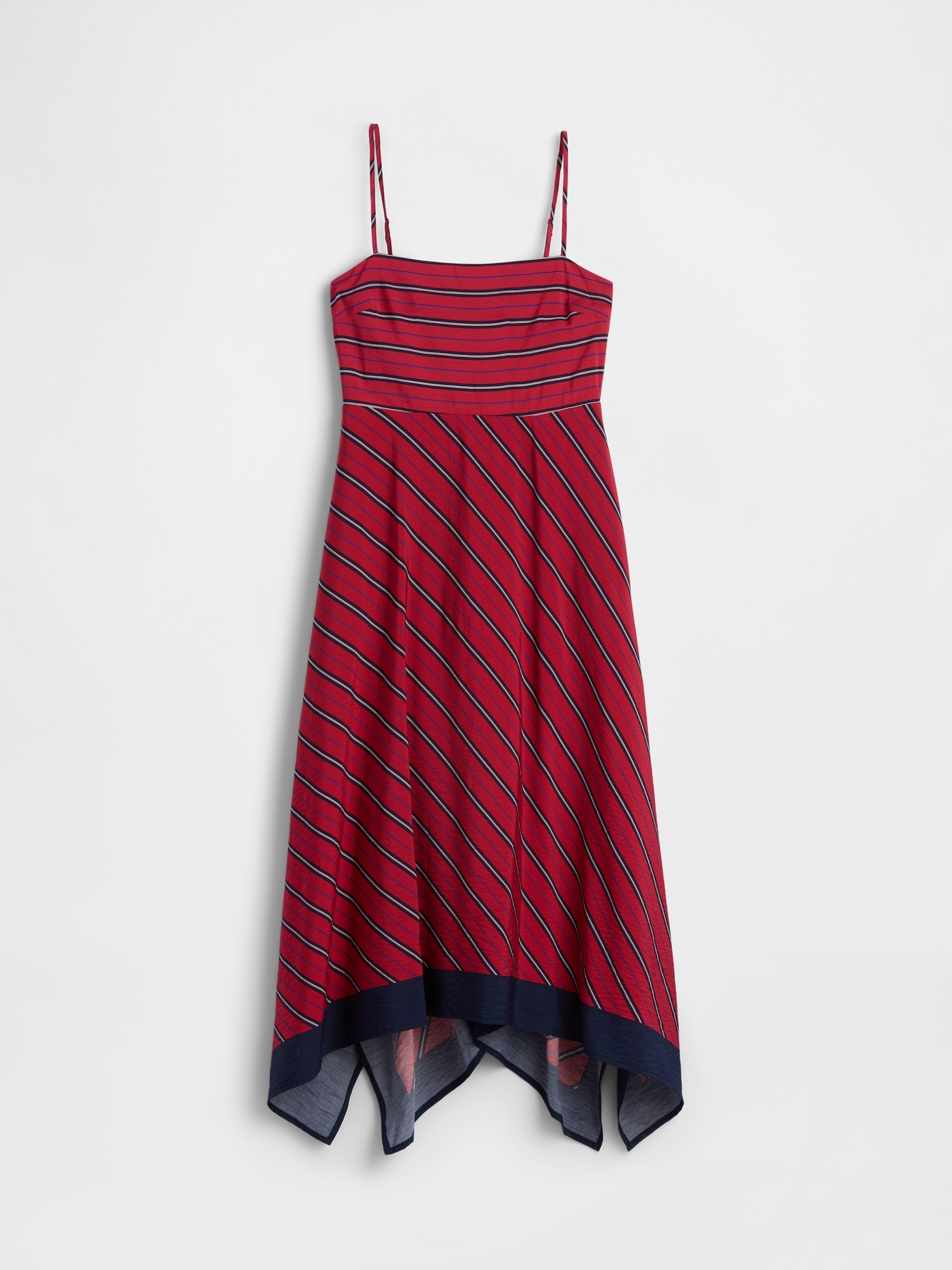 Женское платье Gap Stripe Handkerchief Midi, цвет: Красный с принтом — фото 5