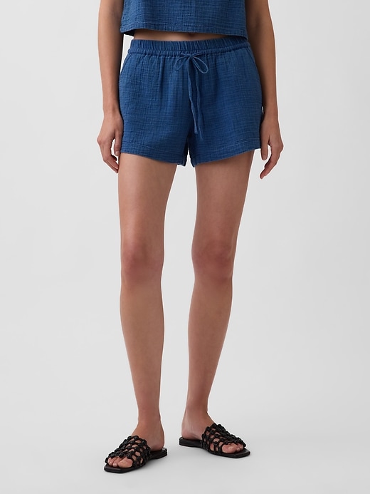 Image number 2 showing, Cotton Gauze Denim Easy Shorts
