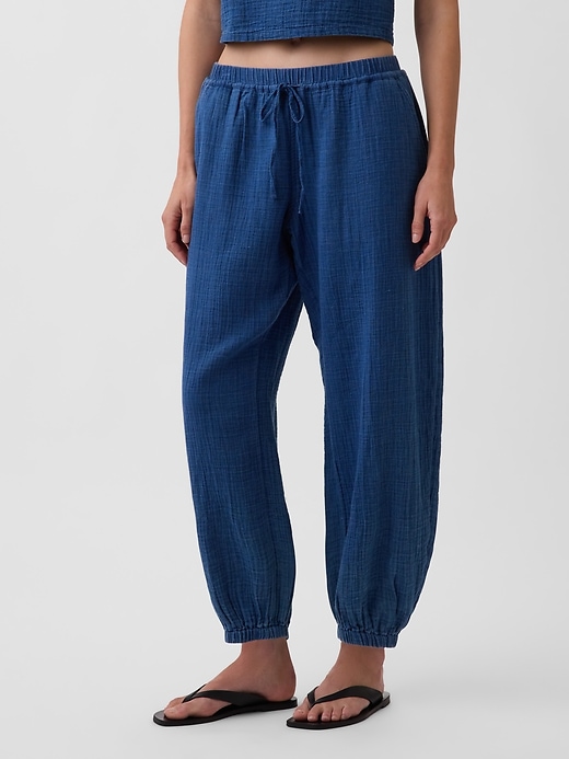 Image number 2 showing, Cotton Gauze Denim Easy Barrel Joggers