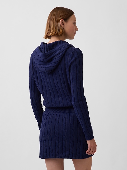 Image number 3 showing, 100% Cotton Cable-Knit Zip Cardigan