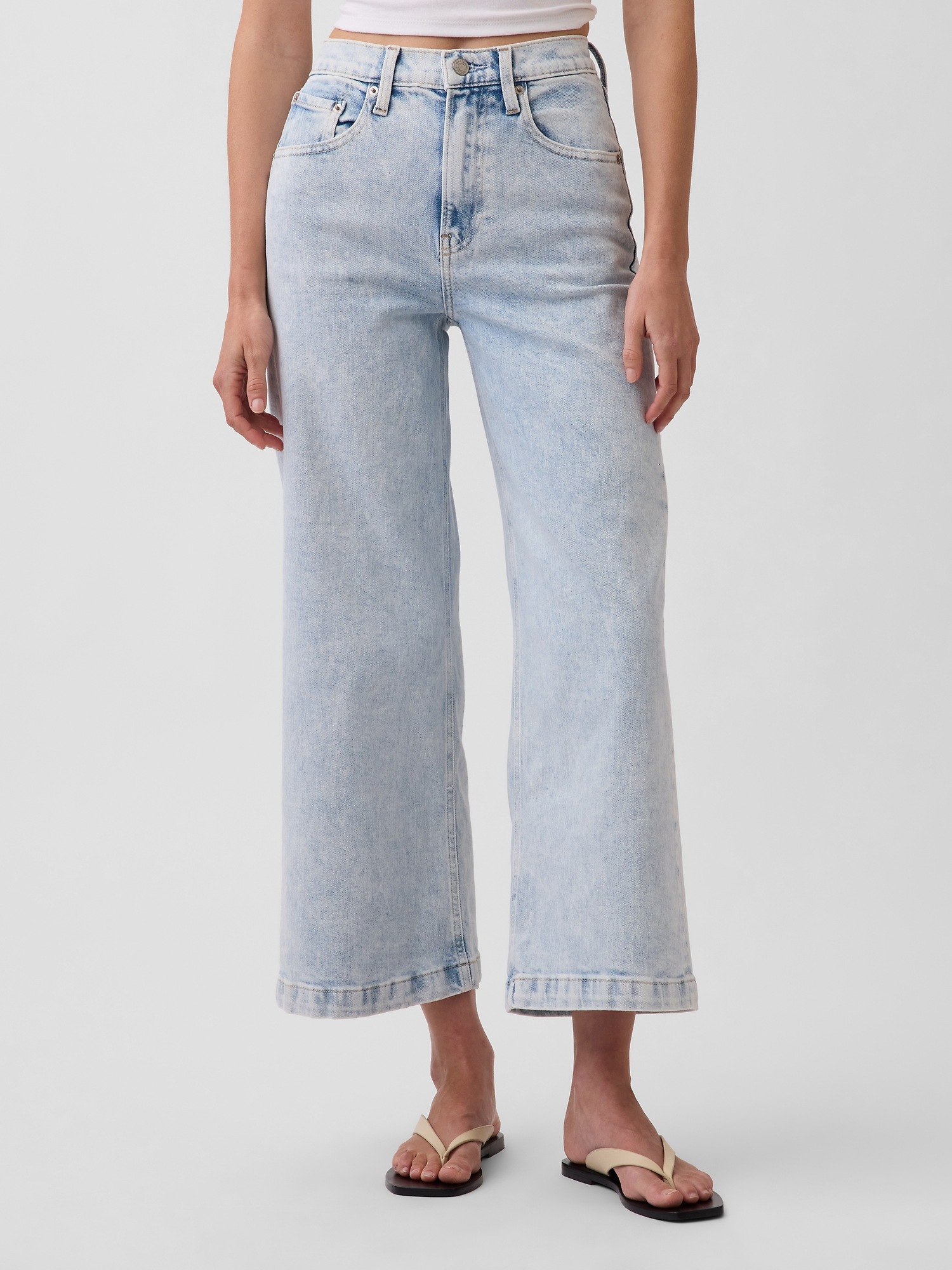 Женские джинсы Gap High Rise Stride Wide-Leg Ankle Jeans — фото 2