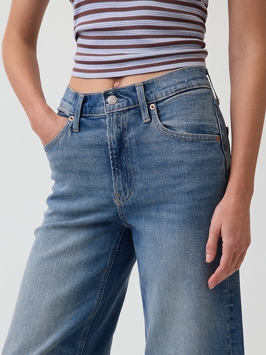 Image number 6 showing, High Rise Stride Wide-Leg Ankle Jeans