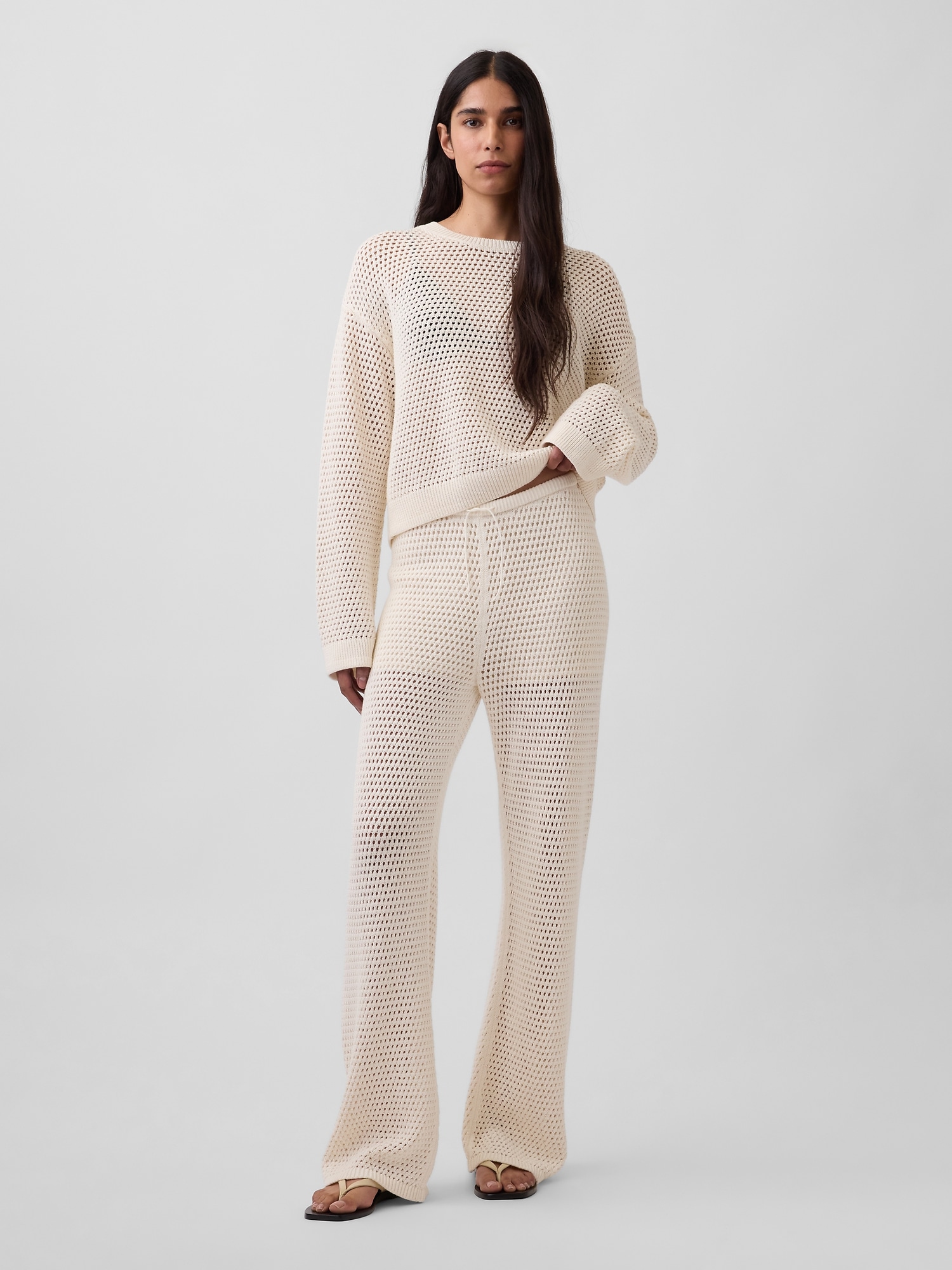 100% Cotton Crochet Relaxed Sweater
