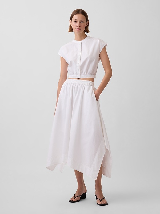 Image number 2 showing, Poplin Cap-Sleeve Crop Shirt