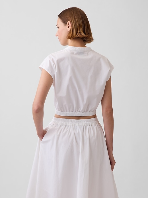 Image number 3 showing, Poplin Cap-Sleeve Crop Shirt