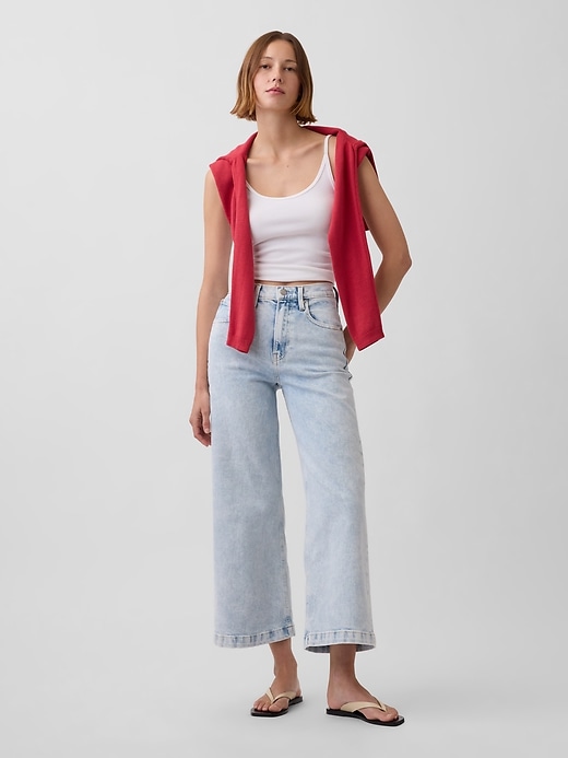 Image number 1 showing, High Rise Stride Wide-Leg Ankle Jeans