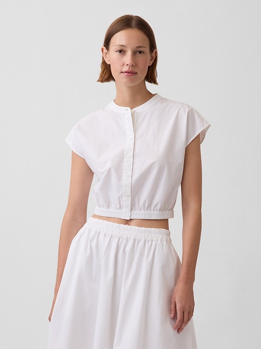 Poplin Cap-Sleeve Crop Shirt from GAP - $47