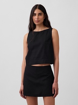 Женские топы Gap Linen-Blend Crop Shell Tank Top — фото 3