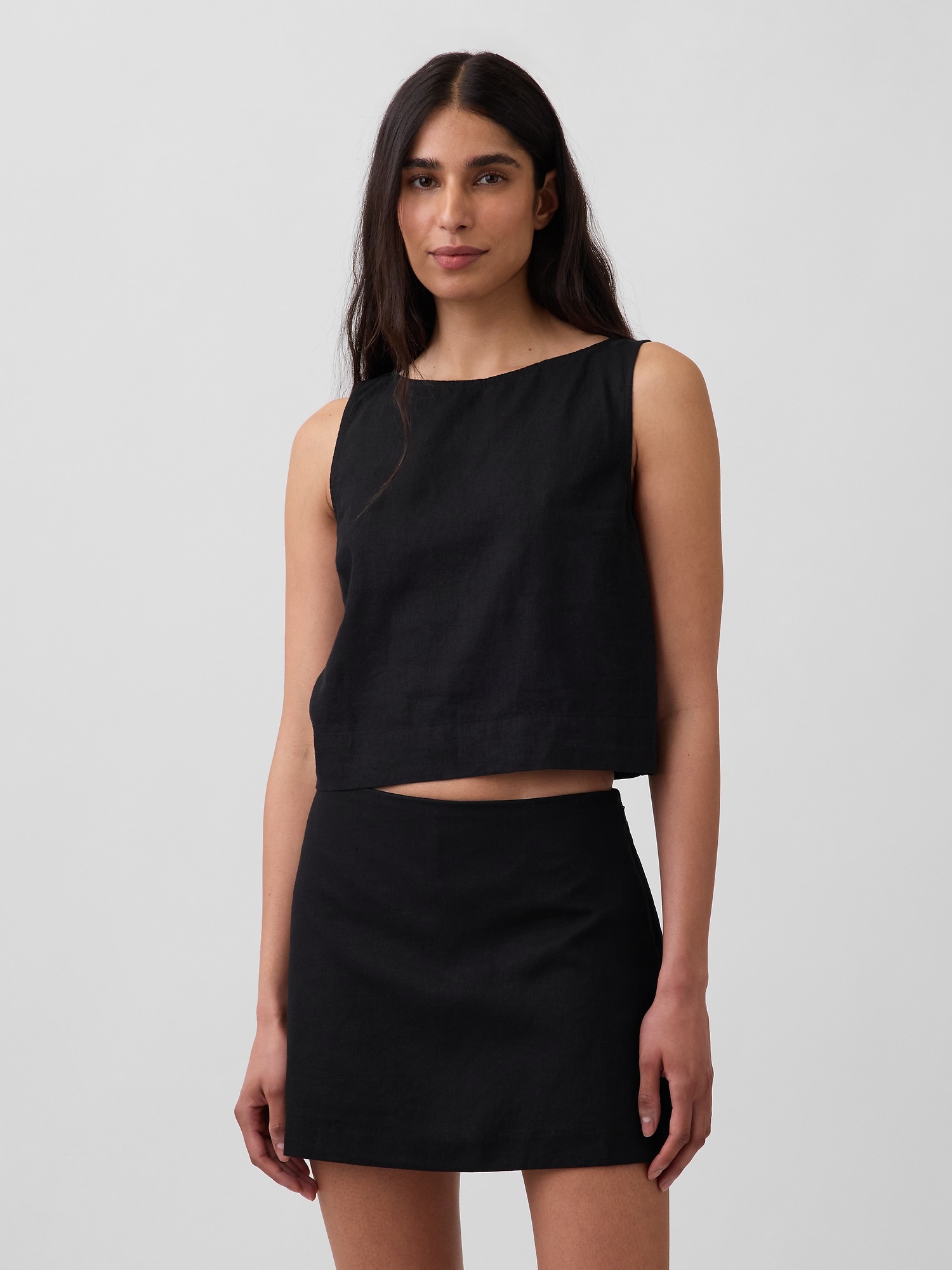 Женские топы Gap Linen-Blend Crop Shell Tank Top
