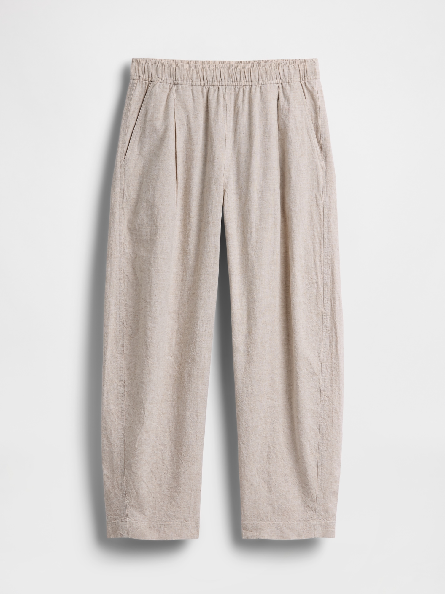 Linen-Blend Easy Barrel Pants