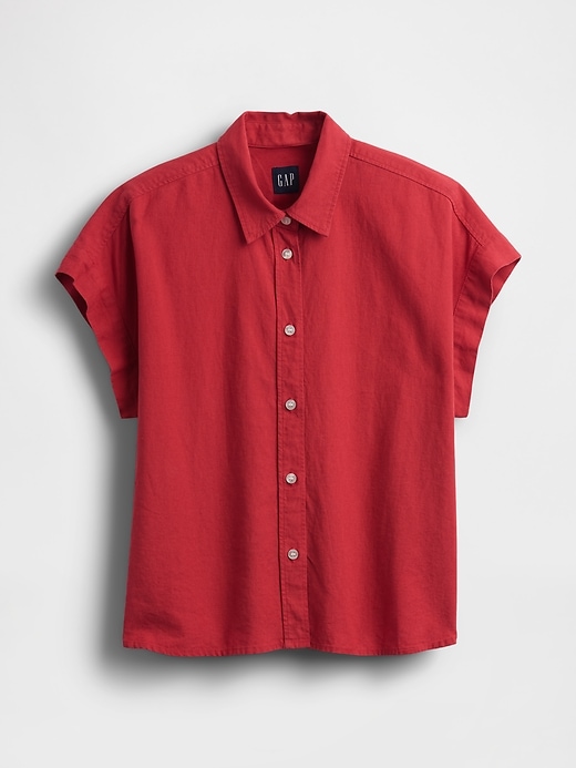 Image number 5 showing, Linen-Blend Oversized Shirt