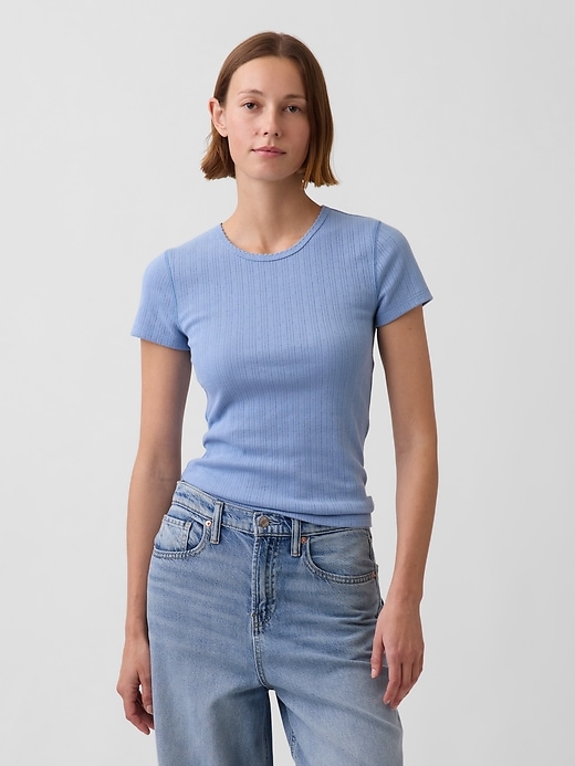 Image number 1 showing, Pointelle Crewneck T-Shirt