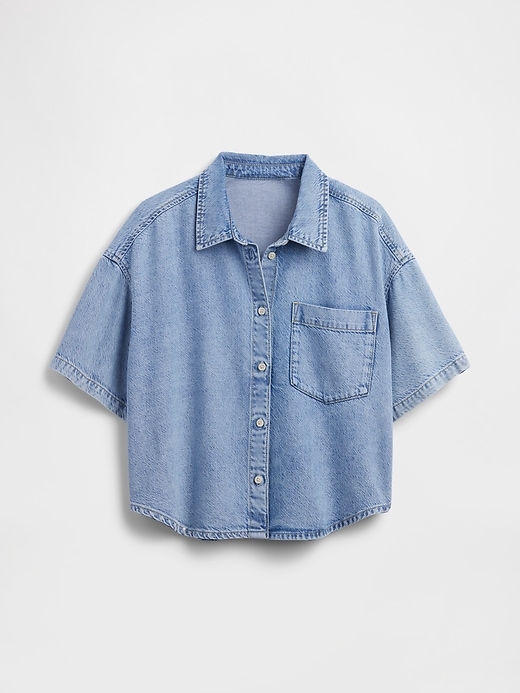 Image number 5 showing, UltraSoft Denim Oversized Camp Shirt