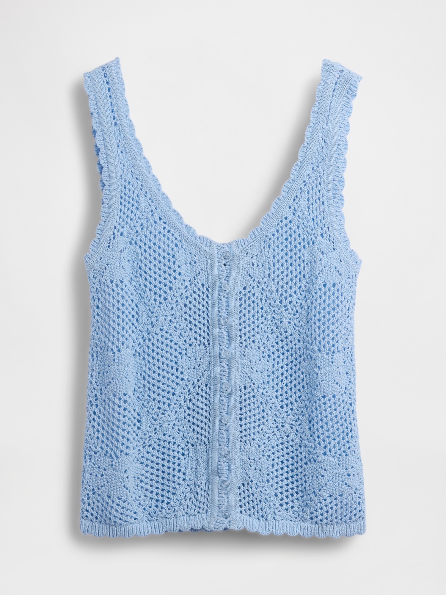 Женский свитер Gap 100% Cotton Pointelle Sweater Tank, цвет: Синий — фото 4