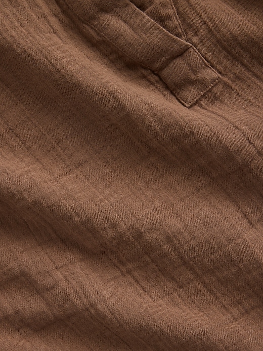 Image number 2 showing, Cotton Gauze Oversized Split-Neck Top