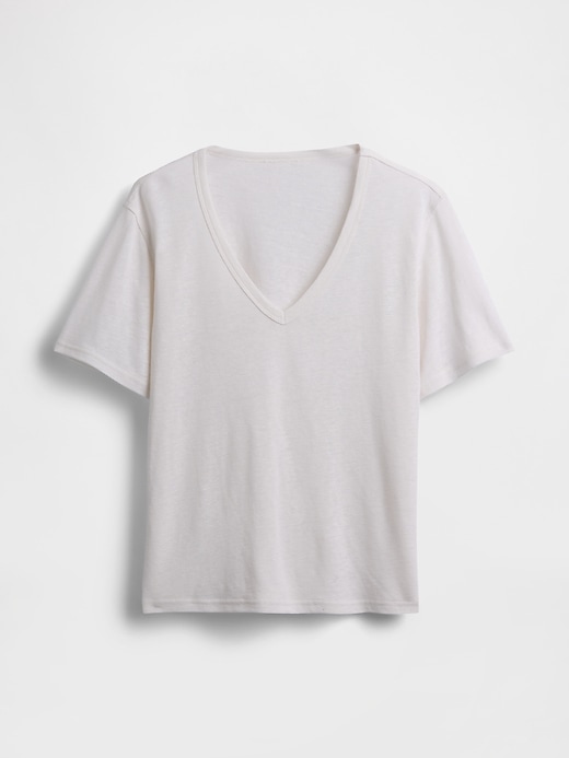 Image number 5 showing, Linen-Blend Relaxed V-Neck T-Shirt