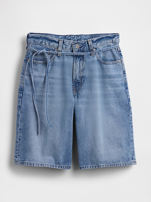 Image number 5 showing, 11" Mid Rise Micro Belt Longline Denim Shorts