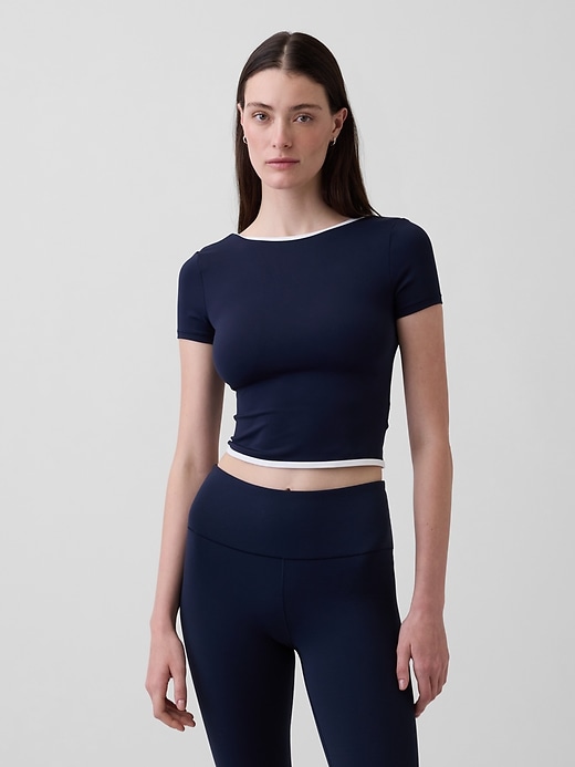 Image number 1 showing, GapFit Smooth Reversible Wrap Crop Top