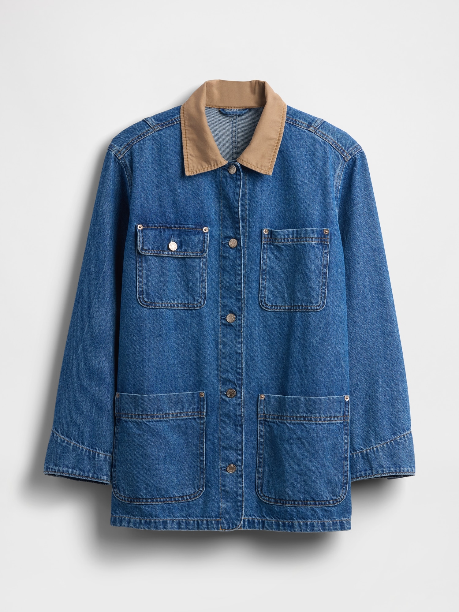 Corduroy-Collar Denim Barn Jacket