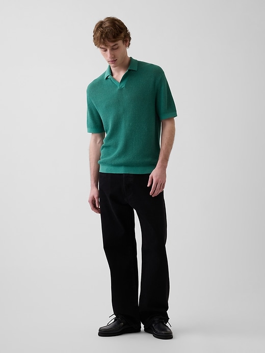 Image number 2 showing, Linen-Blend Camp Polo Sweater Shirt