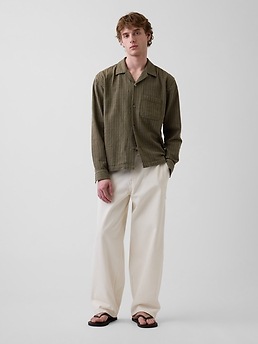 Мужские рубашки Gap Dobby Stripe Relaxed Straight-Hem Shirt — фото 4