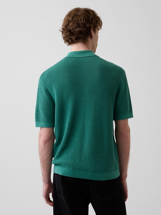 Image number 3 showing, Linen-Blend Camp Polo Sweater Shirt