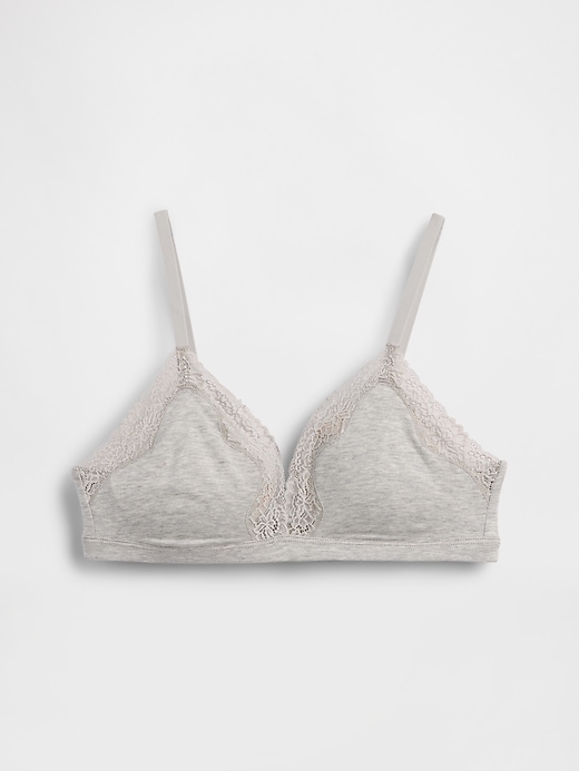 Image number 2 showing, Organic Stretch Cotton Lace-Trim Triangle Bra
