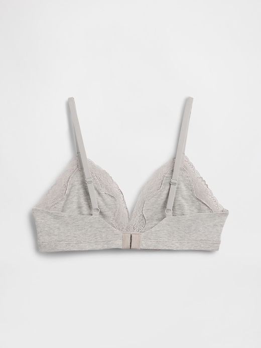 Image number 3 showing, Organic Stretch Cotton Lace-Trim Triangle Bra
