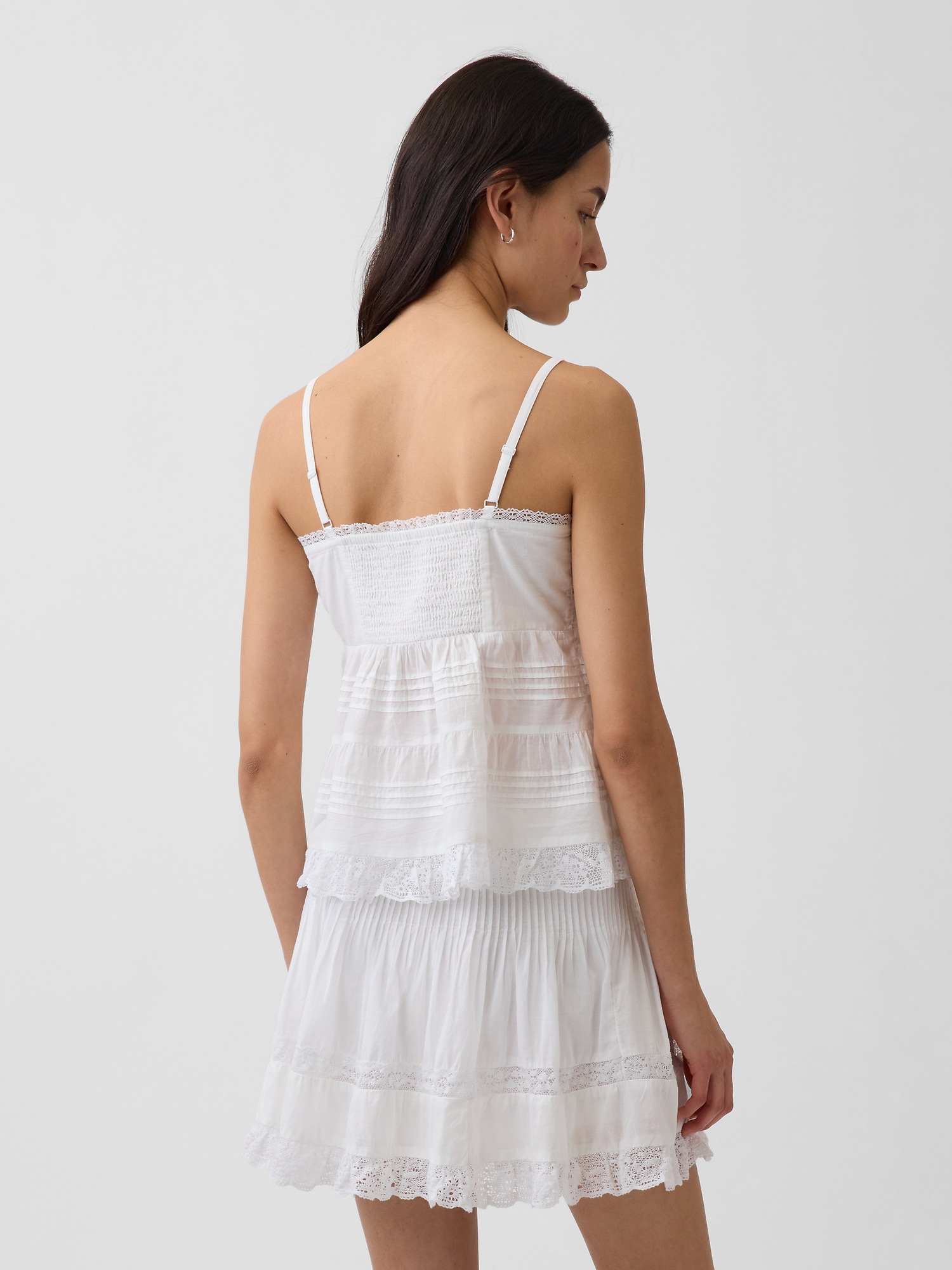 Женский топ Gap Lace-Trim Cami, цвет: Белый — фото 3