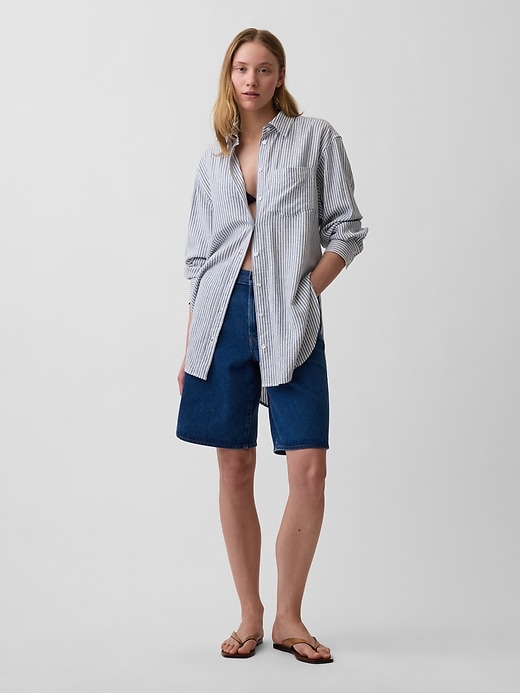 Image number 2 showing, Linen-Blend Oversized Tunic Shirt