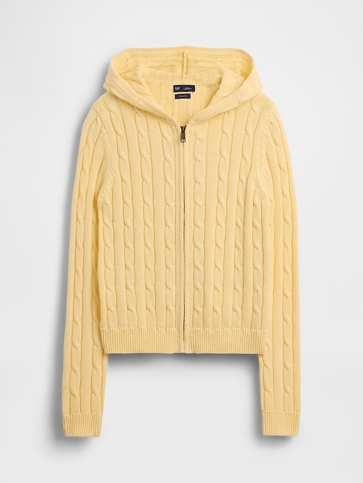 Image number 5 showing, 100% Cotton Cable-Knit Zip Cardigan