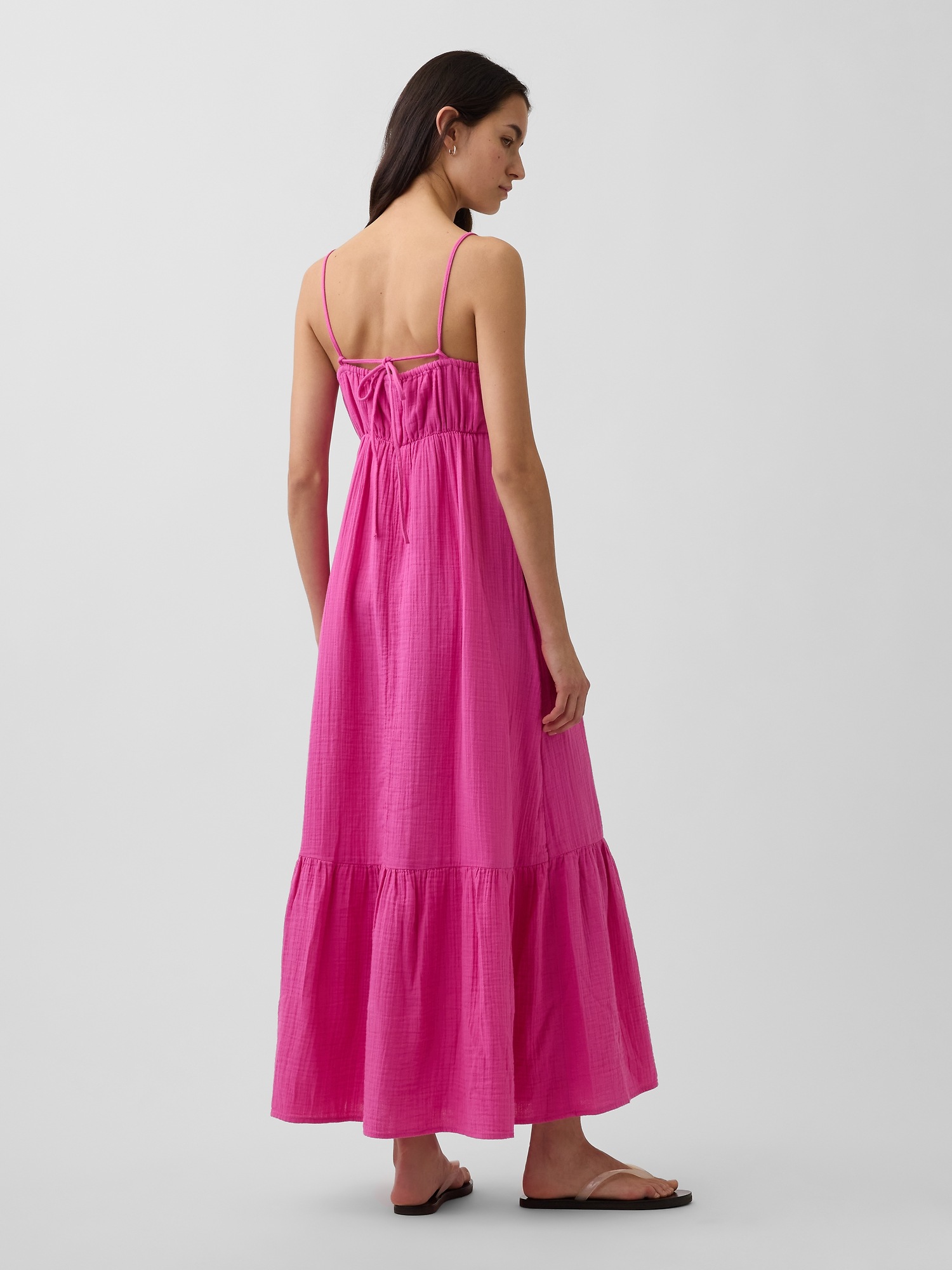 Женское платье Gap Cotton Gauze Tiered Empire Waist, цвет: Розовый — фото 2