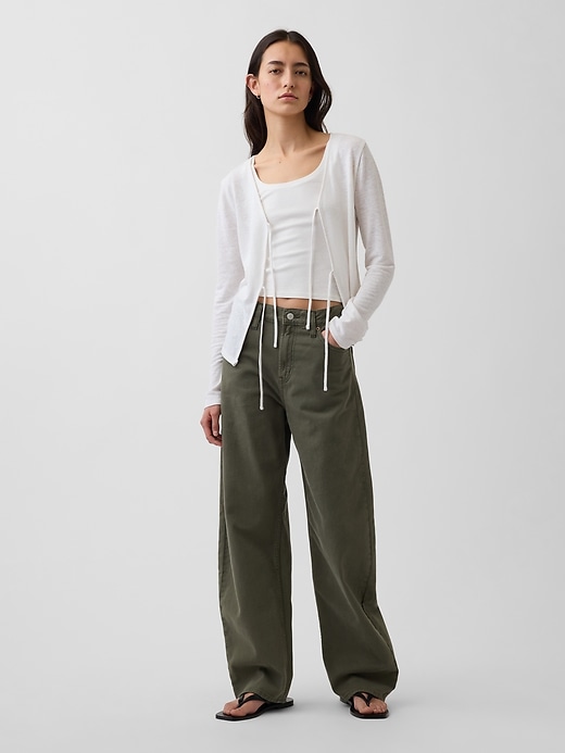 Image number 2 showing, Linen-Blend Tie-Front Cardigan