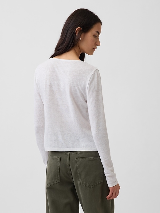 Image number 3 showing, Linen-Blend Tie-Front Cardigan