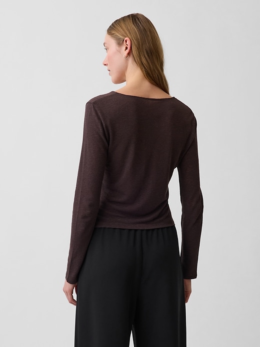 Image number 3 showing, Linen-Blend Tie-Front Cardigan