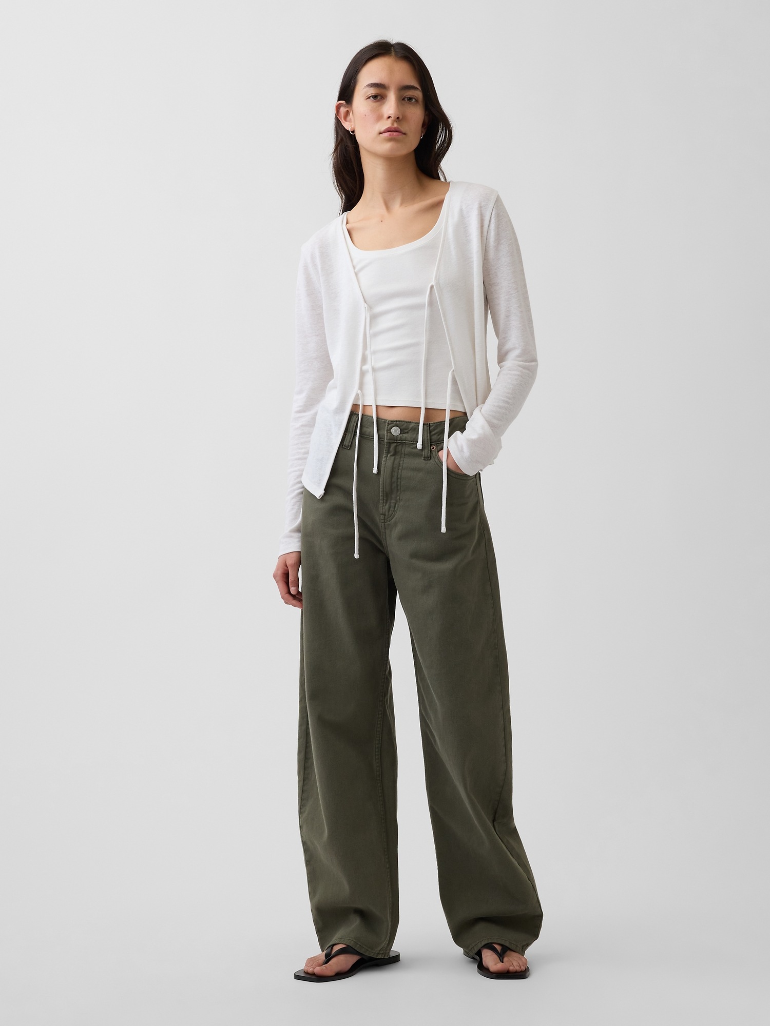 Женские кардиганы Gap Linen-Blend Tie-Front Cardigan — фото 2