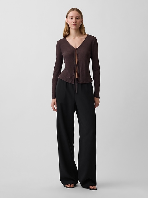 Image number 2 showing, Linen-Blend Tie-Front Cardigan
